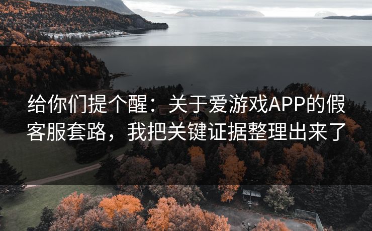 给你们提个醒：关于爱游戏APP的假客服套路，我把关键证据整理出来了
