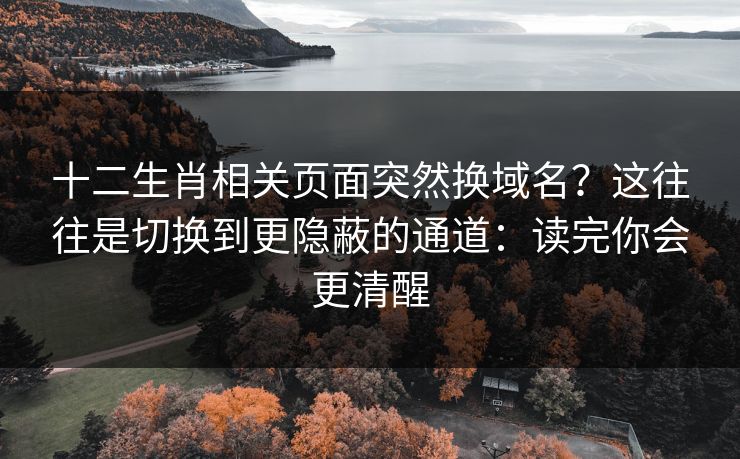 十二生肖相关页面突然换域名？这往往是切换到更隐蔽的通道：读完你会更清醒