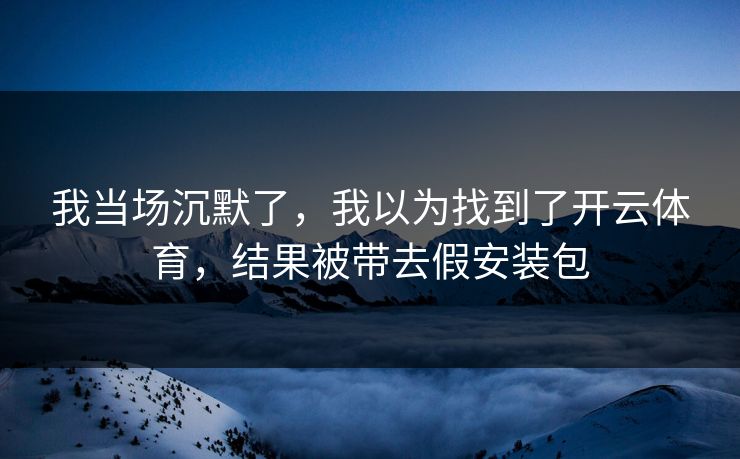 我当场沉默了，我以为找到了开云体育，结果被带去假安装包
