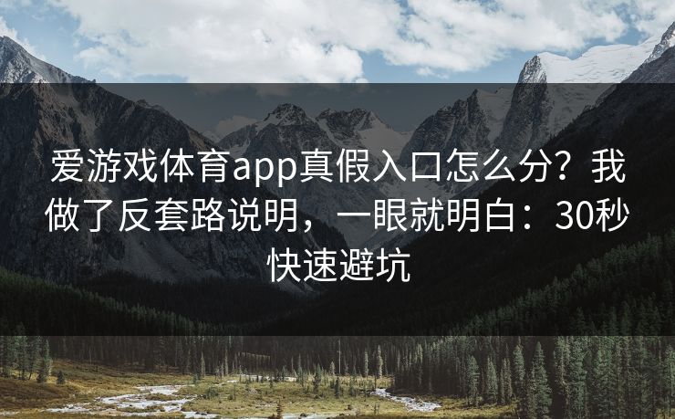 爱游戏体育app真假入口怎么分？我做了反套路说明，一眼就明白：30秒快速避坑