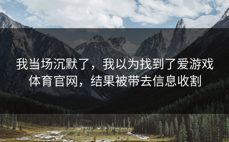 我当场沉默了，我以为找到了爱游戏体育官网，结果被带去信息收割